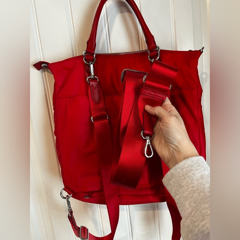 MZ Wallace CHELSEA convertible Backpack Tote BRIGHT CHERRY RED π - Picture 10 of 16